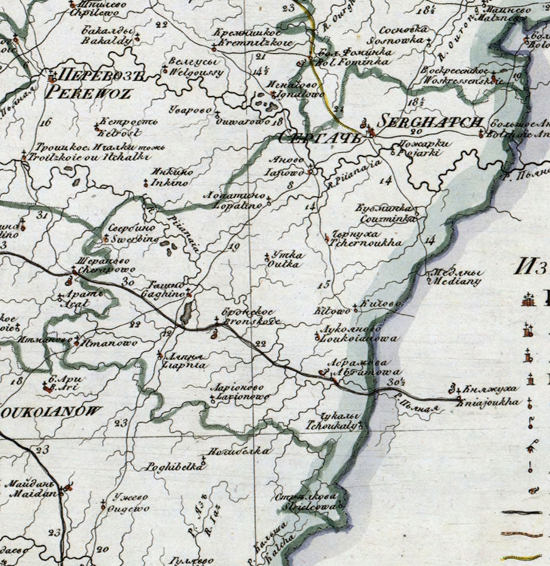 карта Сергачского уезда 1821 года