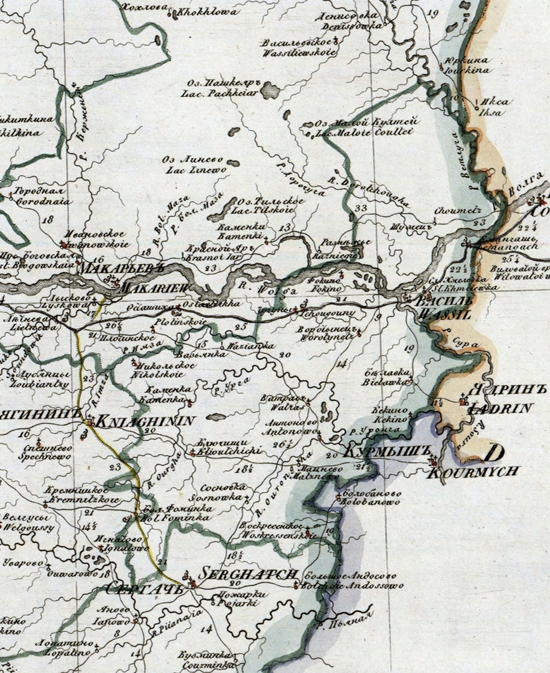 карта Васильсурского уезда 1821 года