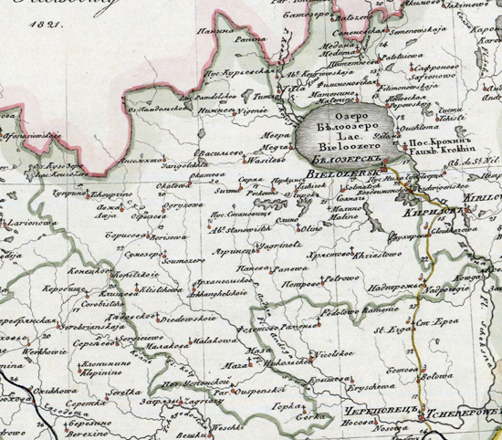 карта Белозерского уезда 1821 года