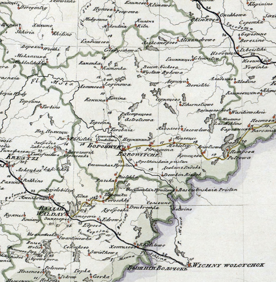 карта Боровичского уезда 1821 года