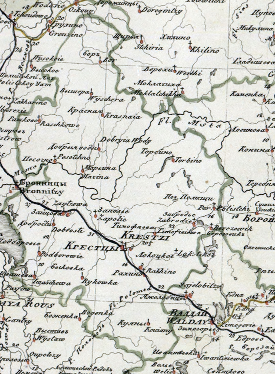 карта Крестецкого уезда 1821 года
