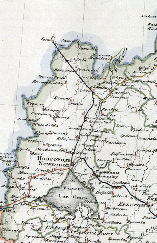 карта Новгородского уезда 1821 года