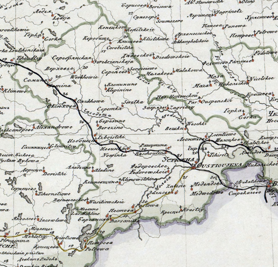 карта Устюженского уезда 1821 года