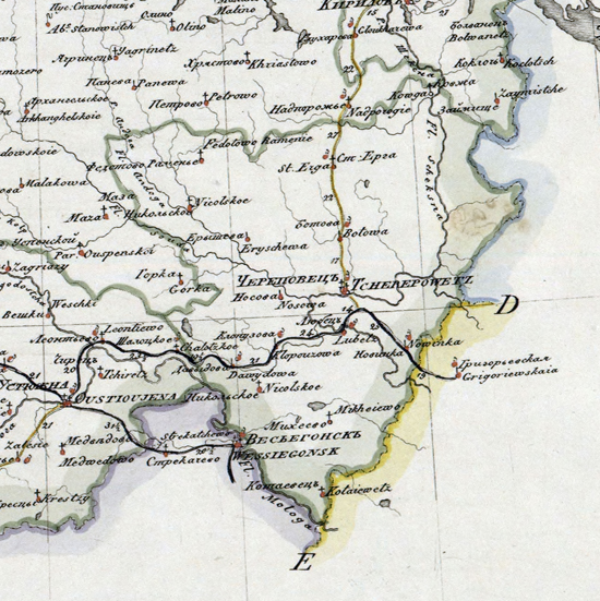 карта Череповецкого уезда 1821 года