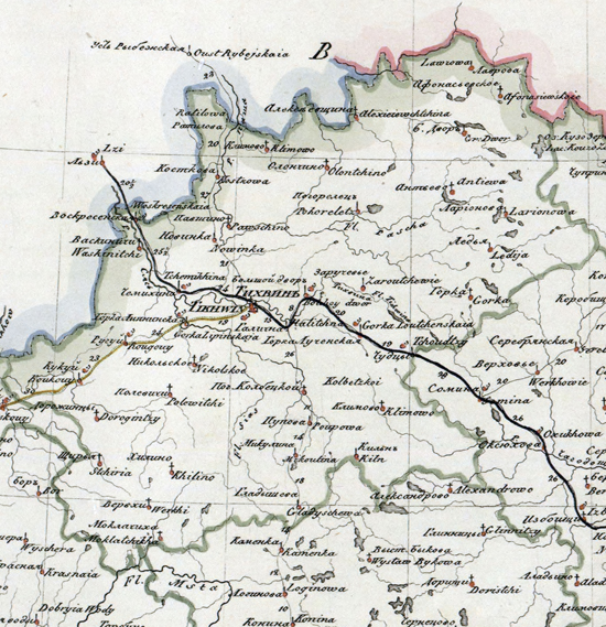 карта Тихвинского уезда 1821 года