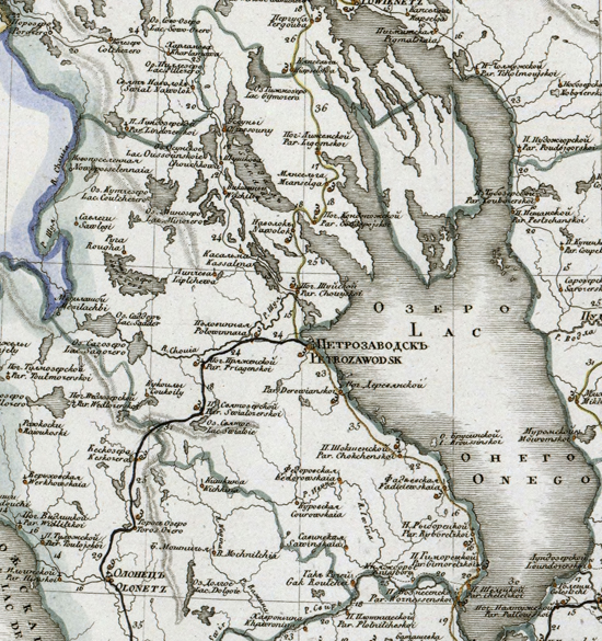 карта Петрозаводского уезда 1821 года
