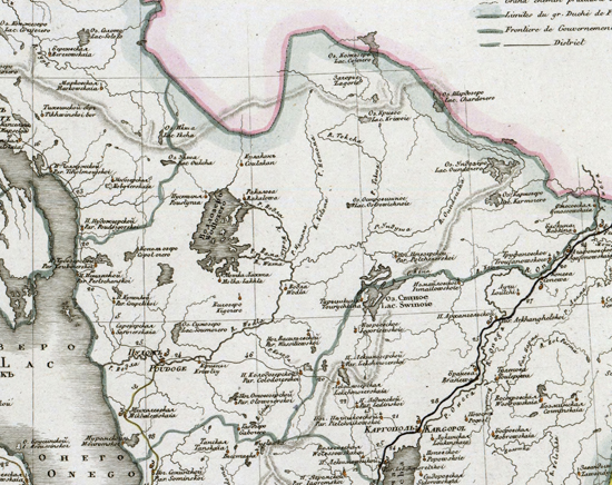 карта Пудожского уезда 1821 года