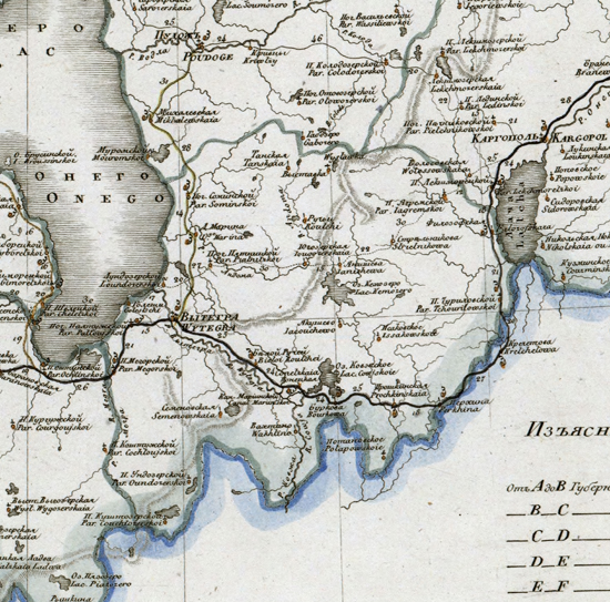 карта Вытегорского уезда 1821 года