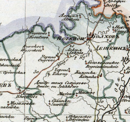 карта Болховского уезда 1821 года