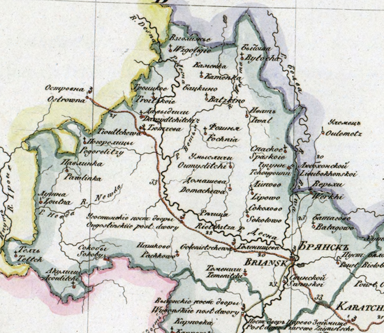 карта Брянского уезда 1821 года