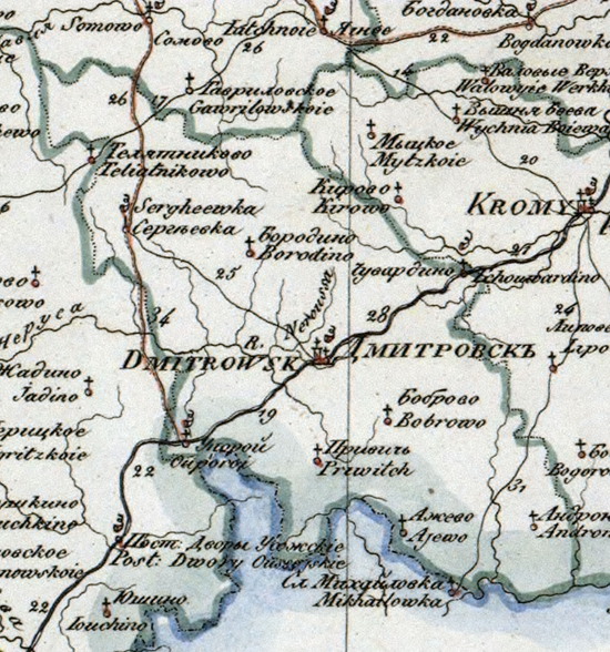 карта Дмитровского уезда 1821 года