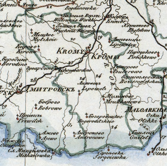 карта Кромского уезда 1821 года