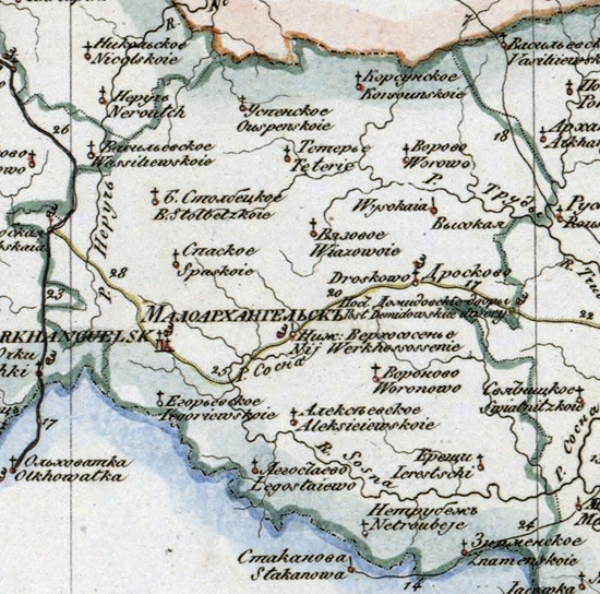 карта Малоархангельского уезда 1821 года