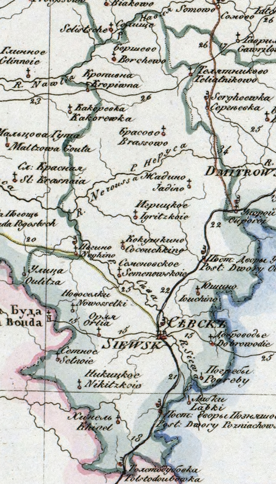 карта Севского уезда 1821 года