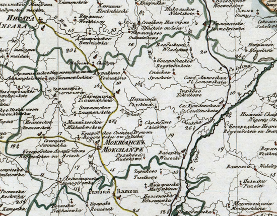 карта Мокшанского уезда 1821 года