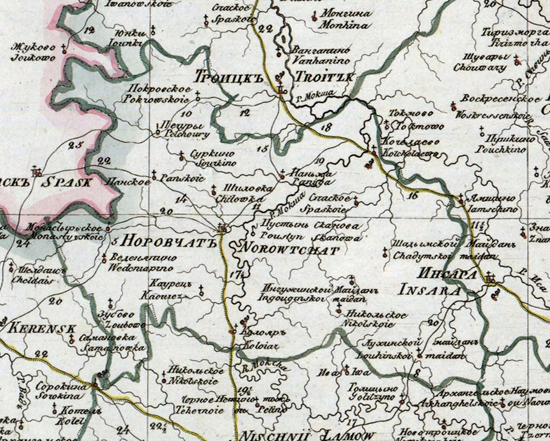 карта Наровчатского уезда 1821 года