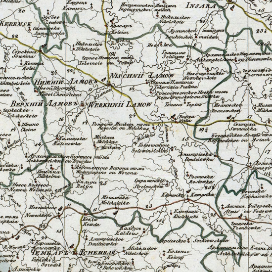 карта Нижнеломовского уезда 1821 года