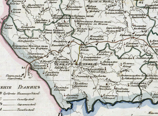 карта Чембарского уезда 1821 года