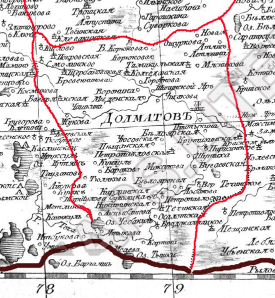 карта Долматовского (Далматовского) уезда 1821 года