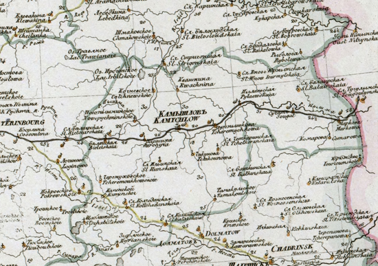 карта Камышловского уезда 1821 года
