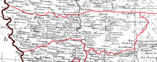 карта Обвинского уезда 1821 года