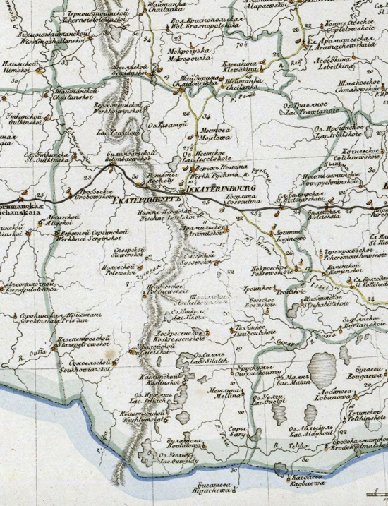 карта Екатеринбургского уезда 1821 года