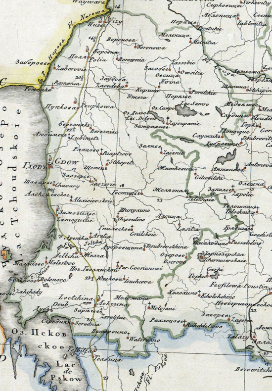 карта Гдовского уезда 1821 года