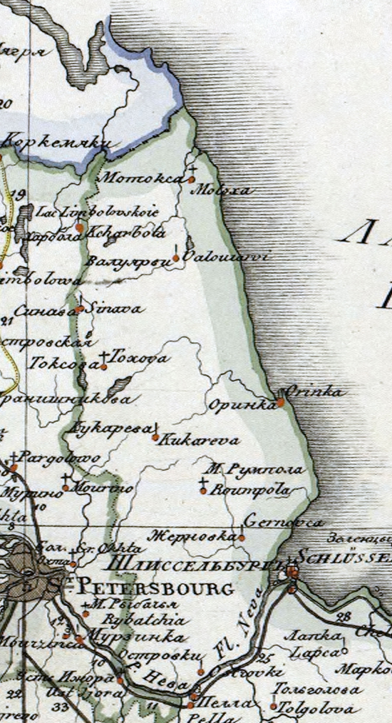карта Шлиссельбургского уезда 1821 года