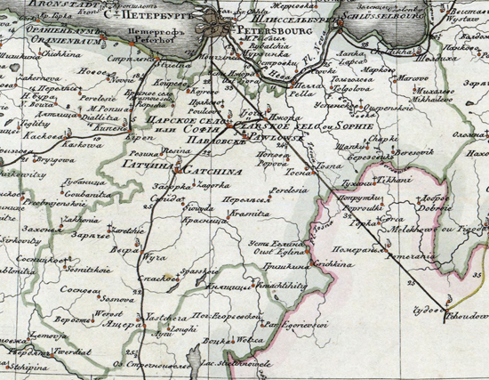 карта Царскосельского (Софийского) уезда 1821 года
