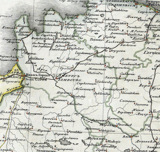 карта Ямбургского уезда 1821 года