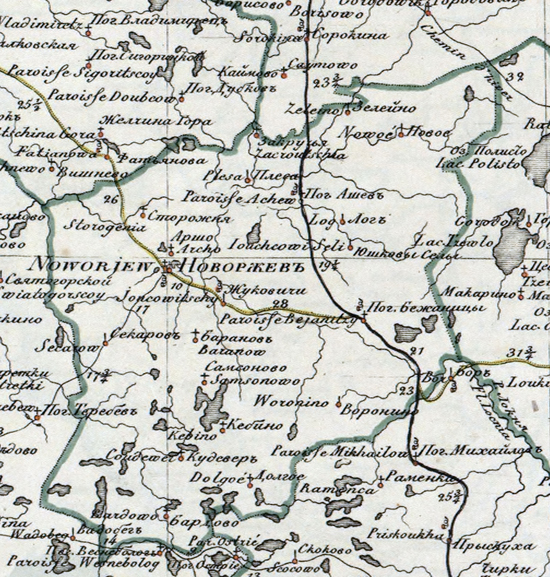 карта Новоржевского уезда 1821 года