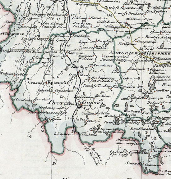 карта Опоческого уезда 1821 года