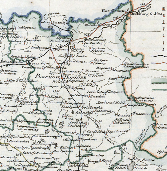 карта Порховского уезда 1821 года