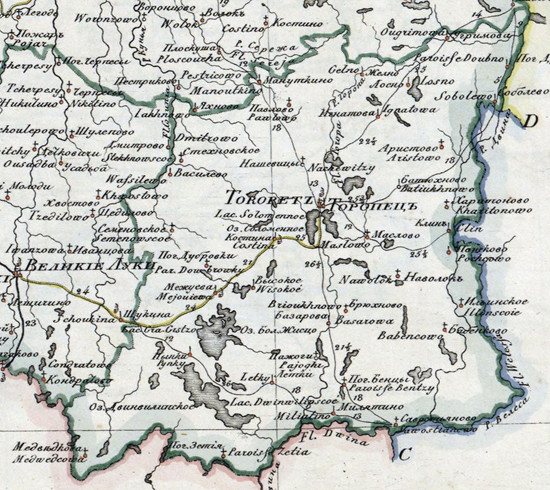 карта Торопецкого уезда 1821 года