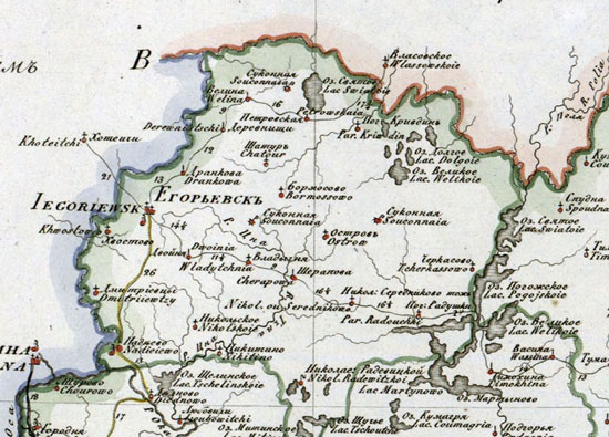 карта Егорьевского уезда 1821 года