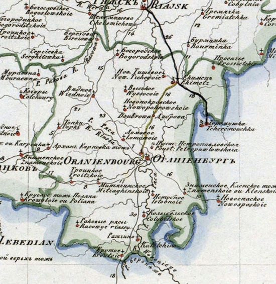 карта Раненбургского уезда 1821 года