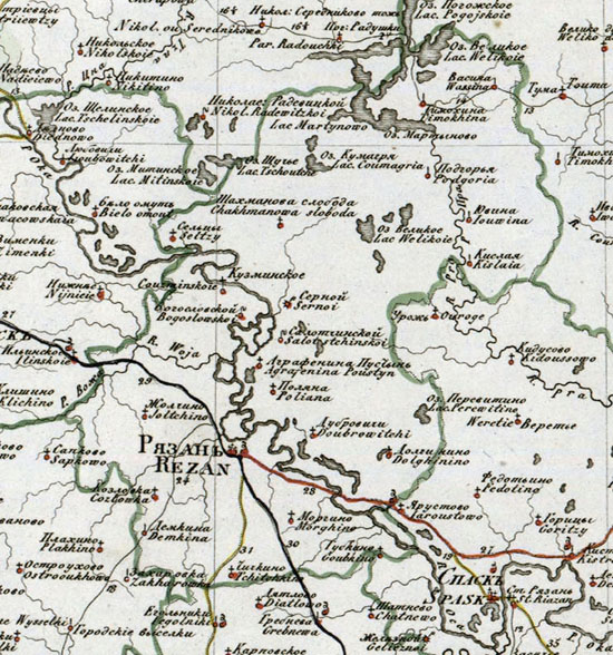 карта Рязанского уезда 1821 года