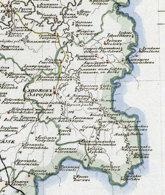 карта Сапожковского уезда 1821 года