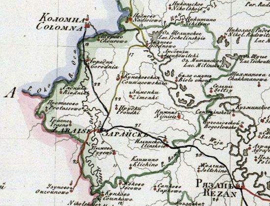 карта Зарайского уезда 1821 года