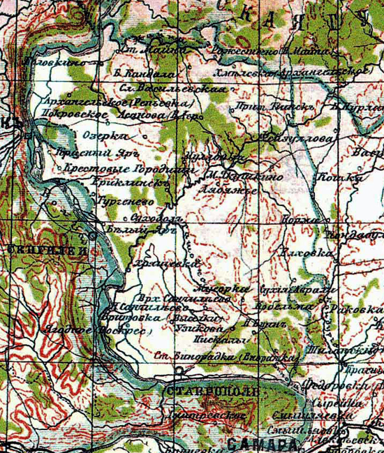 карта Ставропольского уезда 1876 года