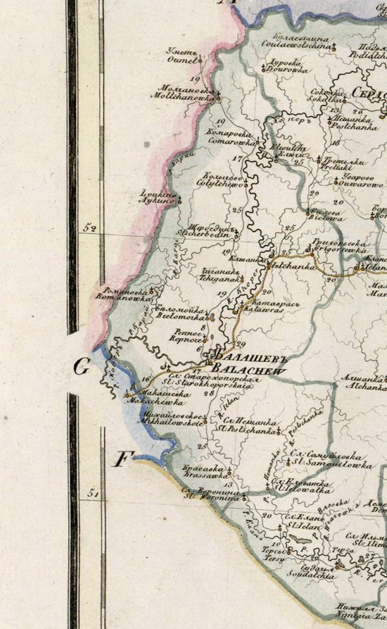 карта Балашовского уезда 1821 года