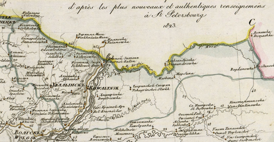 карта Хвалынского уезда 1821 года