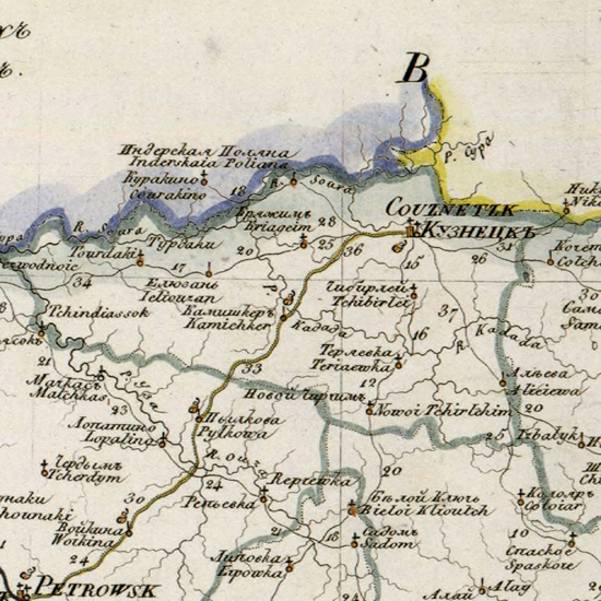 карта Кузнецкого уезда 1821 года