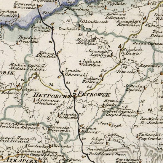 карта Петровского уезда 1821 года