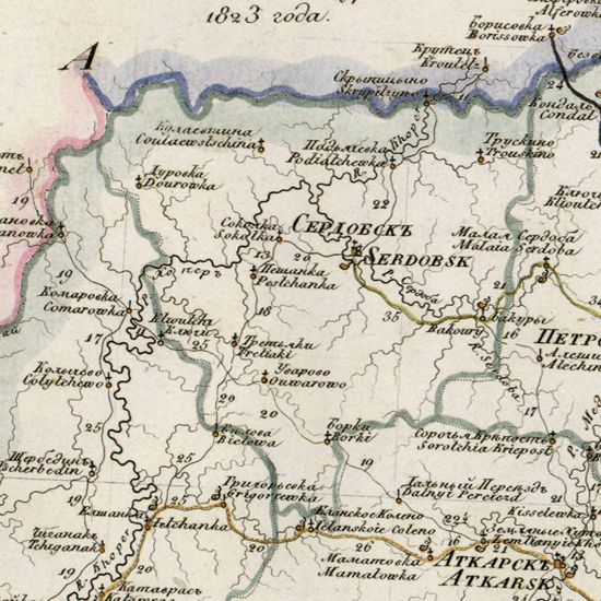 карта Сердобского уезда 1821 года