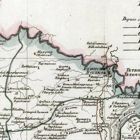 карта Буинского уезда 1821 года