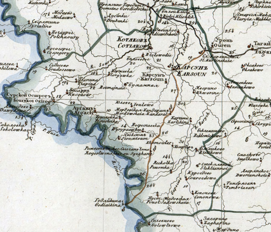 карта Карсунского уезда 1821 года