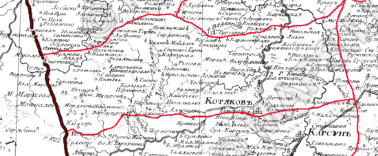 карта Котяковского уезда 1792 года