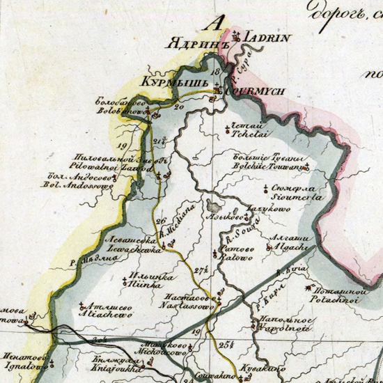 карта Курмышского уезда 1821 года