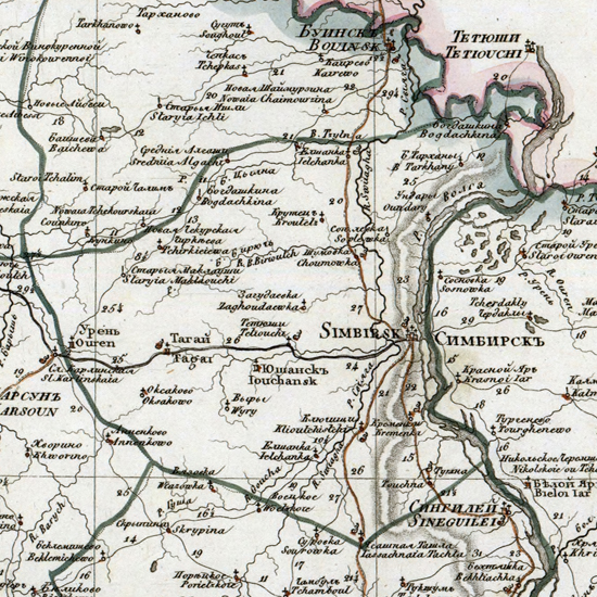 карта Симбирского уезда 1821 года